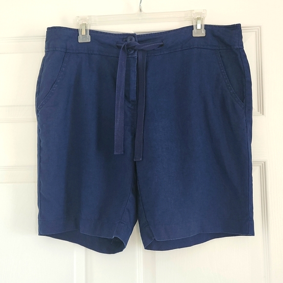 Willi Smith Linen Shorts, Size 12, Navy - Picture 1 of 6